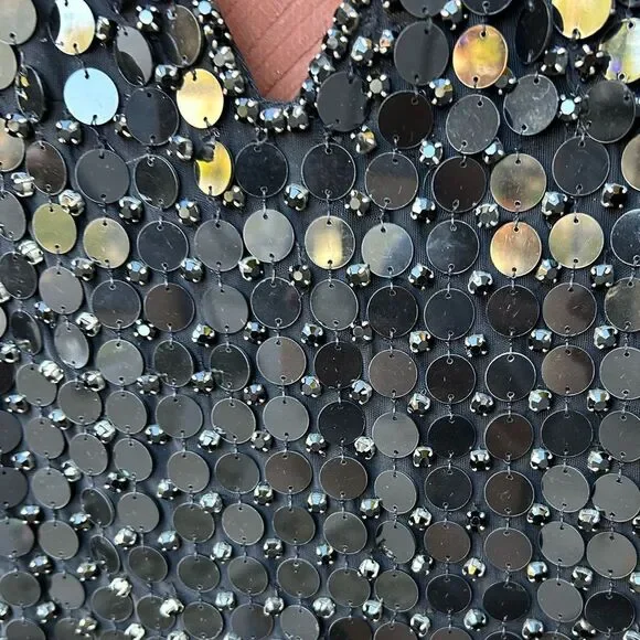 NWT $1,498 RETROFETE PERRI EMBELLISHED Crystal Sequin Sleeveless Maxi Gown M - Picture 6 of 11